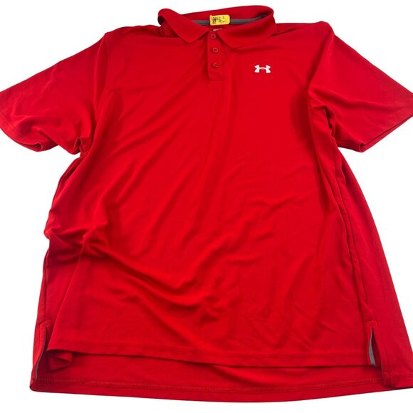 Under Armour Red 2XL Loose HeatGear Polo Shirt Short Sleeves - Picture 2 of 6